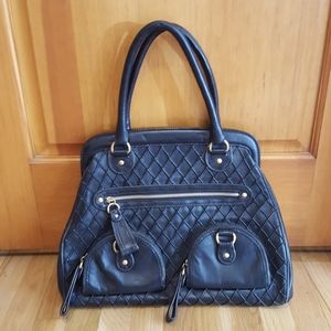 Isabella Fiore black leather oversized handbag